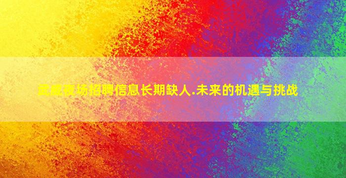 武威夜场招聘信息长期缺人.未来的机遇与挑战